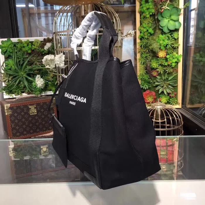 BALENCIAG巴黎世家 帆布黑大號手提包 定制帆布配牛皮 品牌標籤 印花 簡約大方 內置實用子母包  BL1670